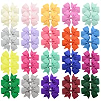 Los mejores  - 40 piezas Boutique grogrén cinta Pinwheel lazos para el pelo pinzas para niñas bebés niños adolescentes regalos en pares…